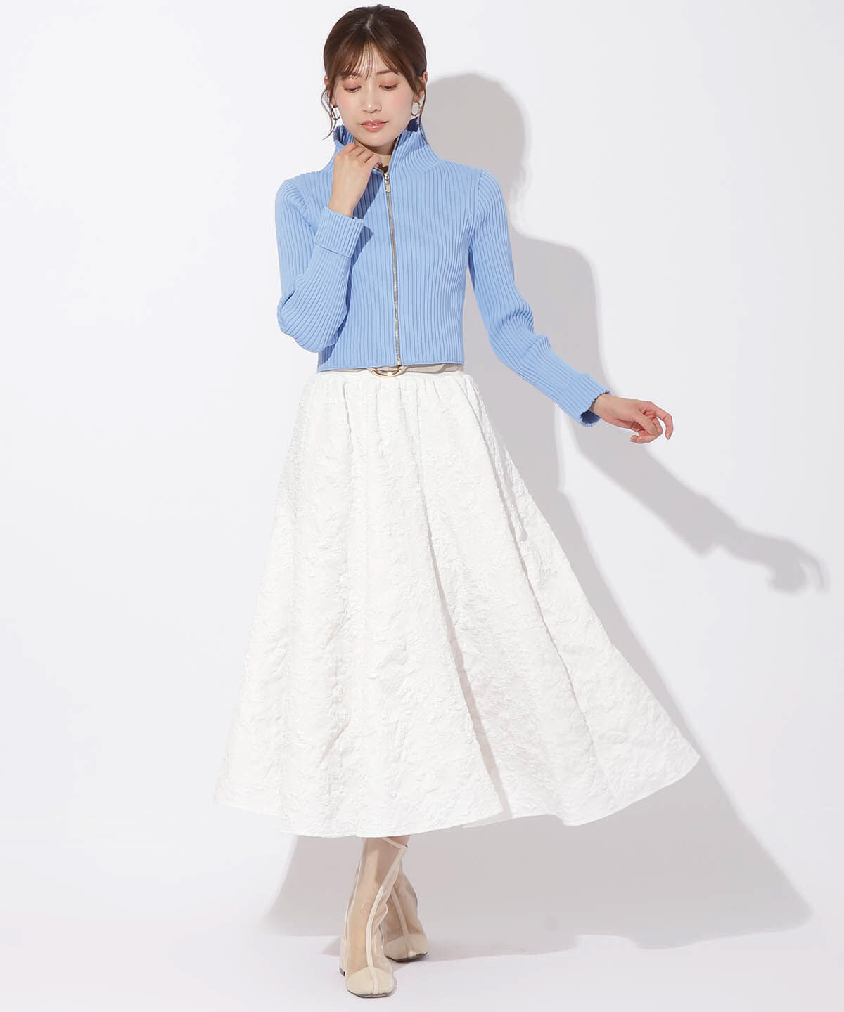 アンドクチュール「リブジッパーカーディガン」|カーディガン|