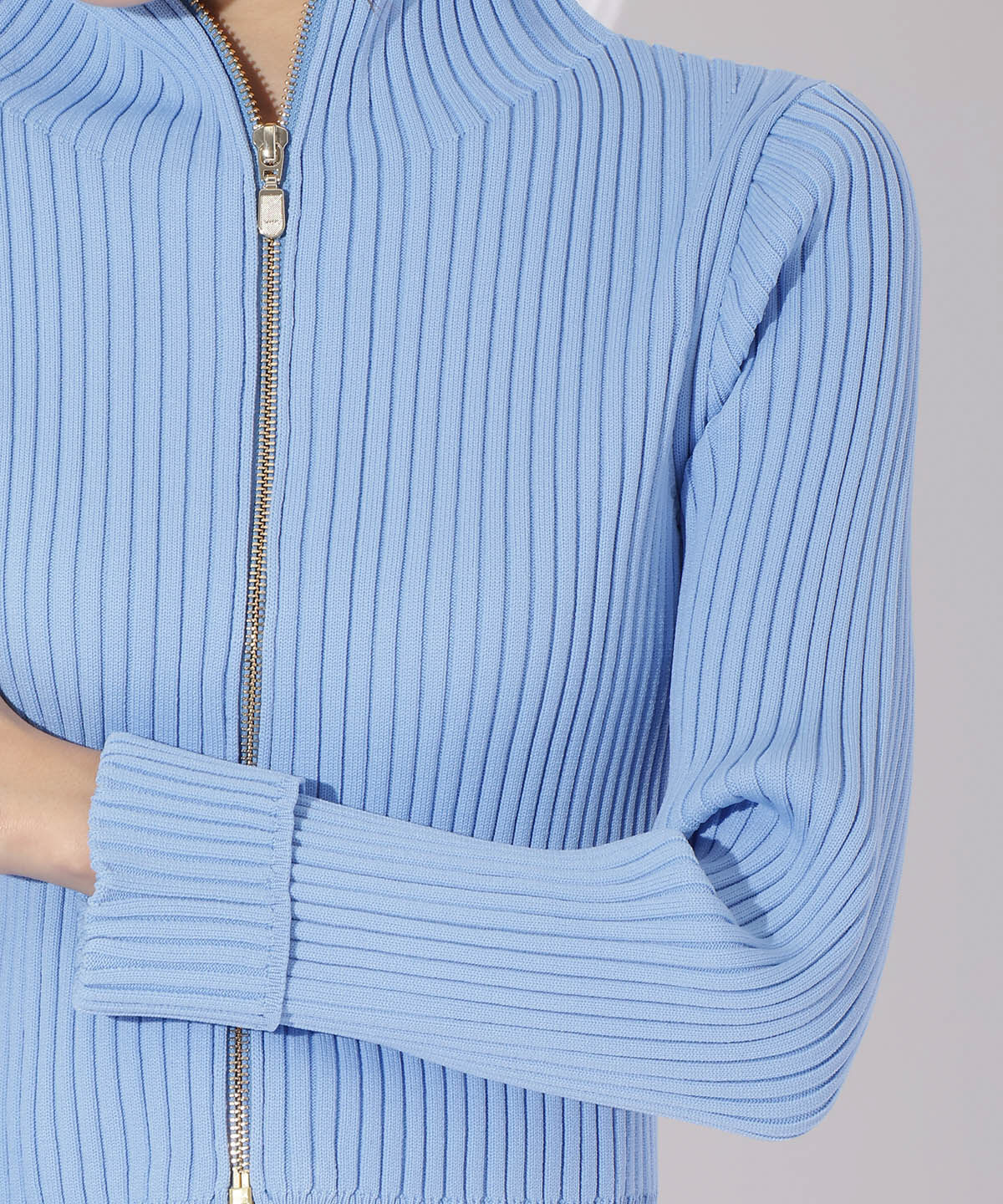 アンドクチュール「リブジッパーカーディガン」|カーディガン|