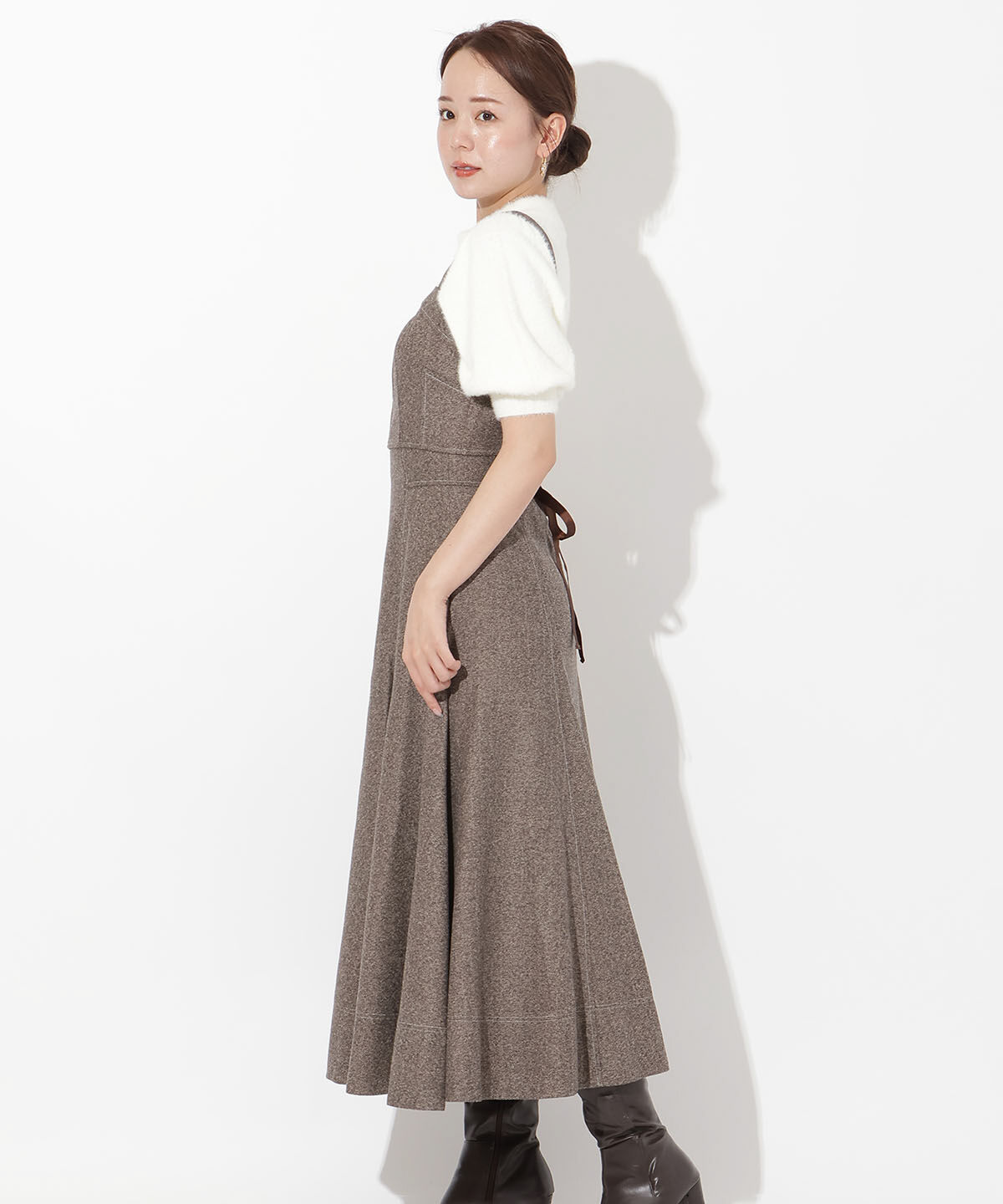 アンドクチュール「ヘリンボーンツイードキャミセットアップ」|ワンピース|