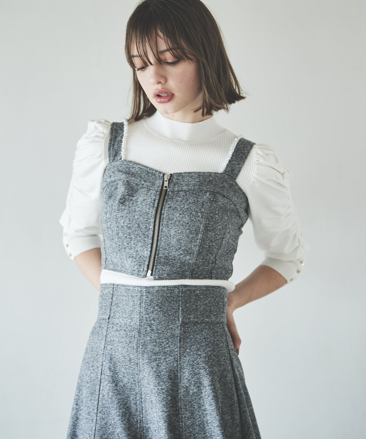 アンドクチュール「ヘリンボーンツイードキャミセットアップ」|ワンピース|