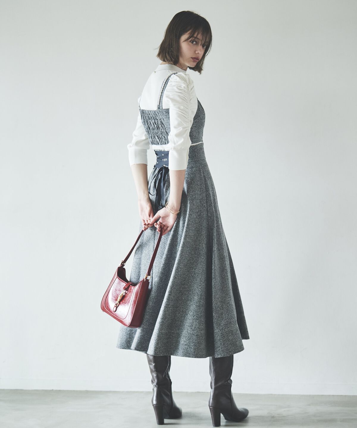 アンドクチュール「ヘリンボーンツイードキャミセットアップ」|ワンピース|