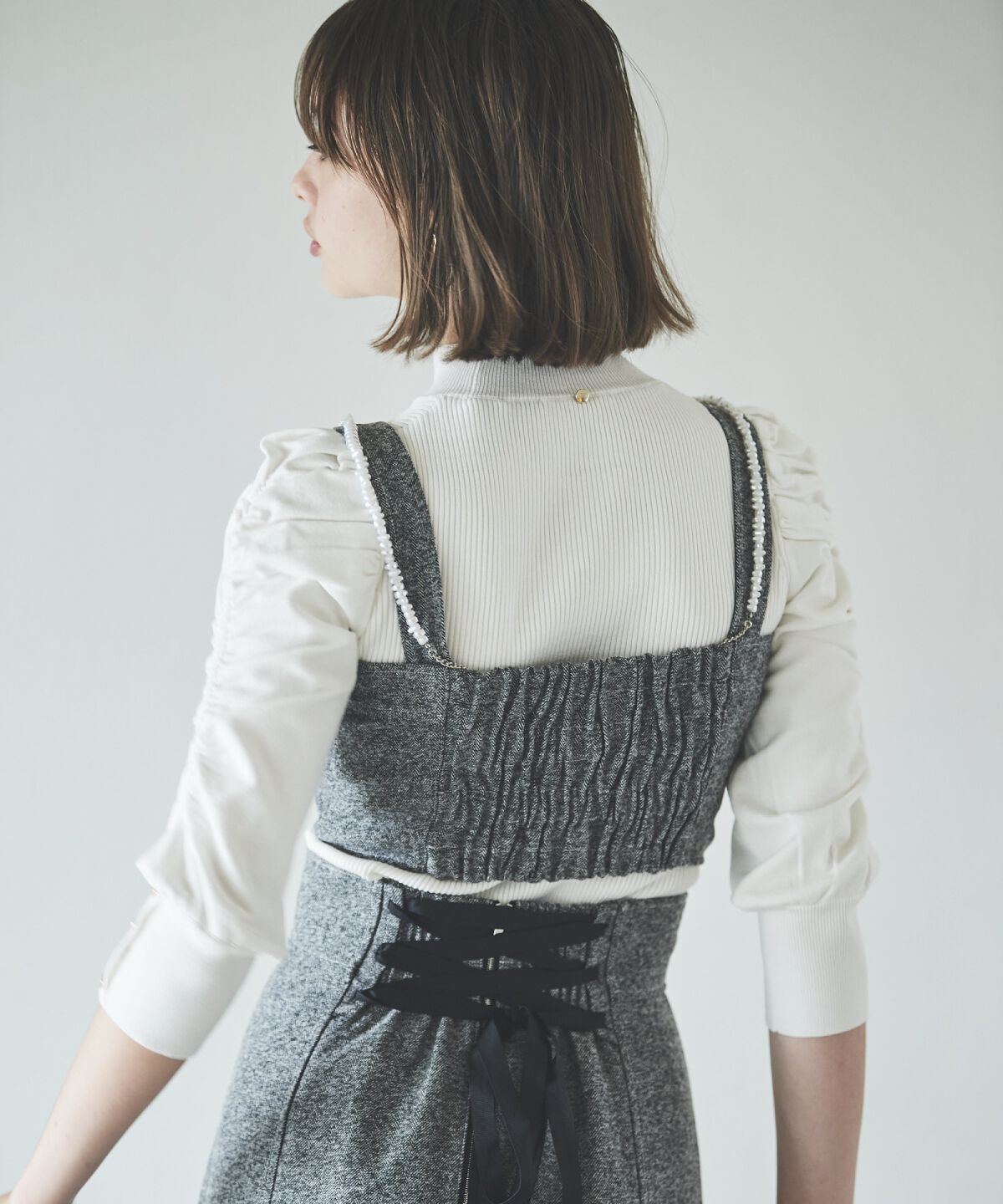 アンドクチュール「ヘリンボーンツイードキャミセットアップ」|ワンピース|