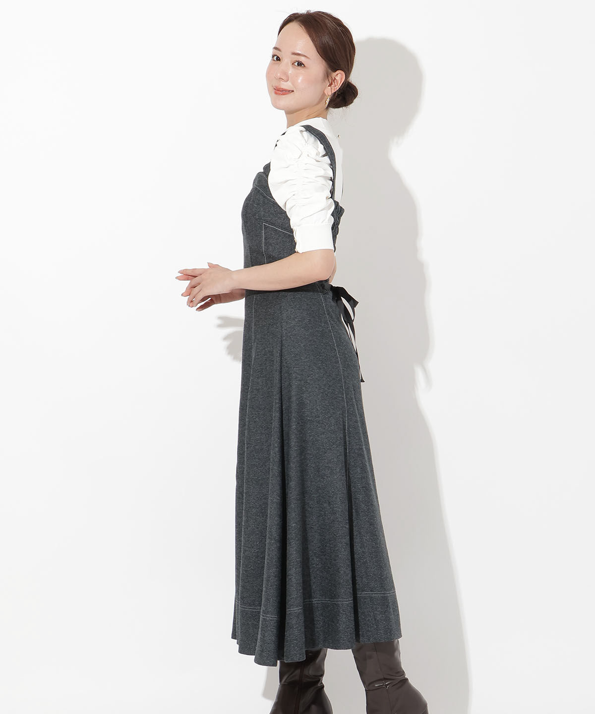 アンドクチュール「ヘリンボーンツイードキャミセットアップ」|ワンピース|