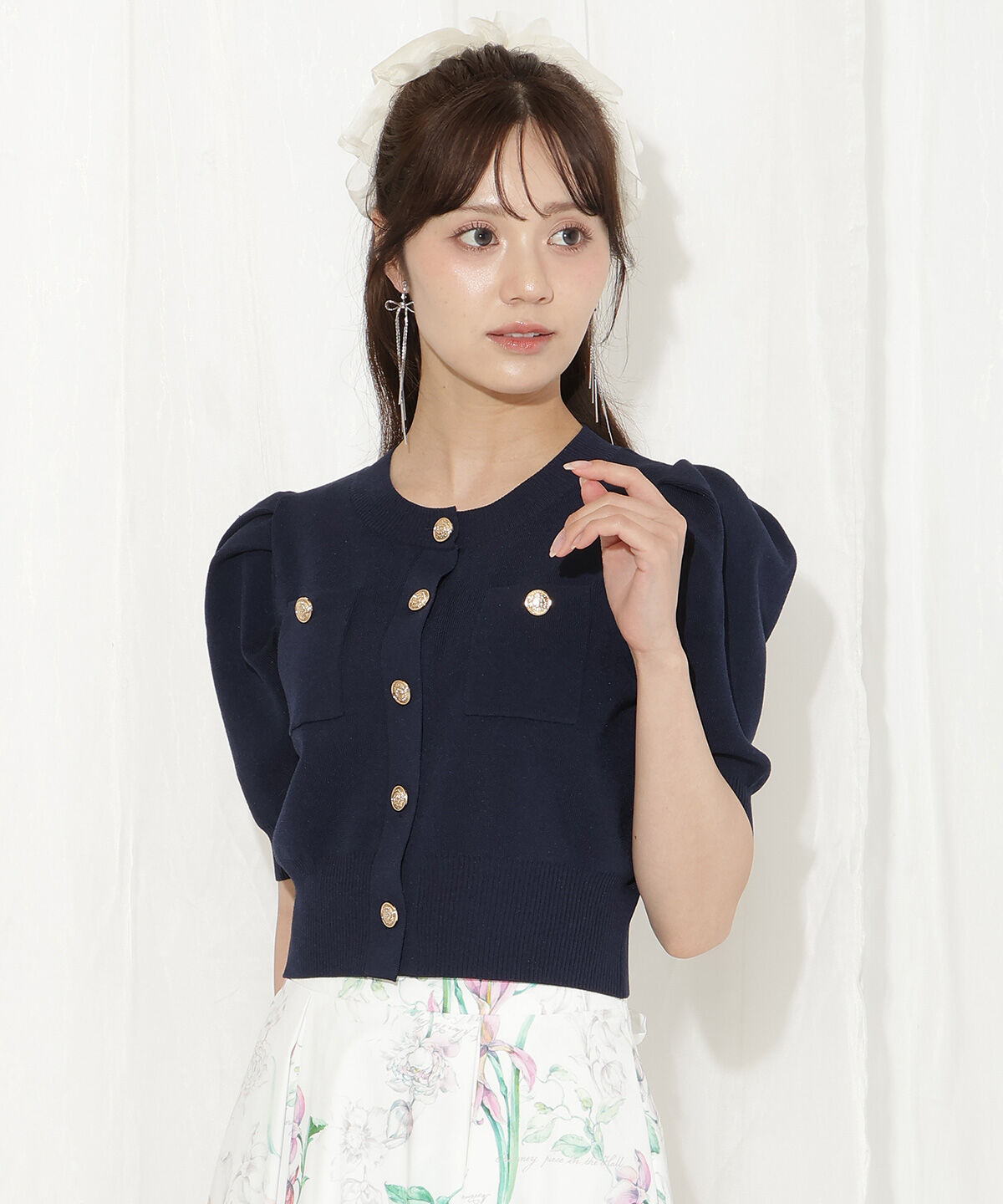 WILLSELECTION「ポケットデザインパフカーディガン」|カーディガン|ネイビー