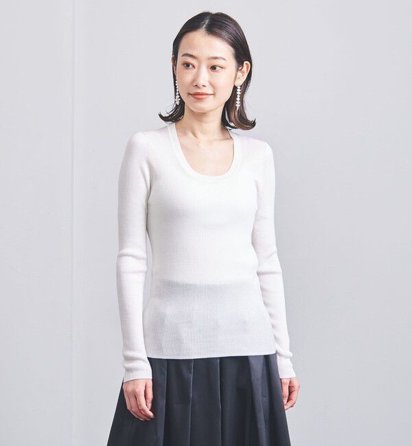 UNITED ARROWS「シルクリブ Uネック ニット」|ニット・セーター|