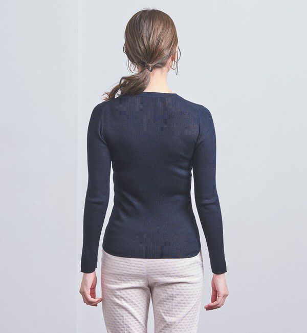 UNITED ARROWS「シルクリブ Uネック ニット」|ニット・セーター|