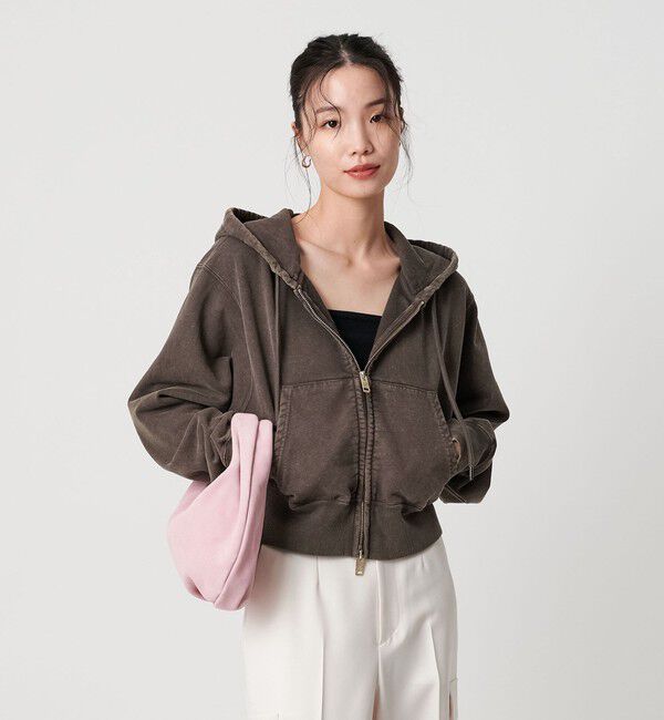 BEAUTY&YOUTH UNITED ARROWS「コットン ショートフロントジップパーカ」|カーディガン|DK.BROWN