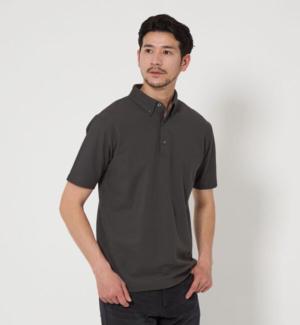 BEAUTY&YOUTH UNITED ARROWS「【WEB限定 WARDROBE SMART】ステイ クリーン ピケ BD ポロシャツ【抗菌・防臭】」|ポロシャツ|DK.GRAY