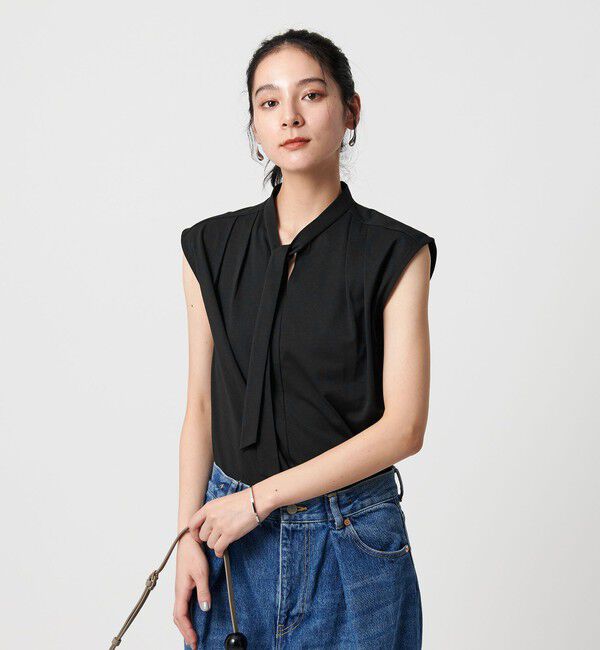 BEAUTY&YOUTH UNITED ARROWS「【WEB限定】ボウタイ スタンドカラーノースリーブTシャツ -汗染み防止-」|Tシャツ・カットソー|