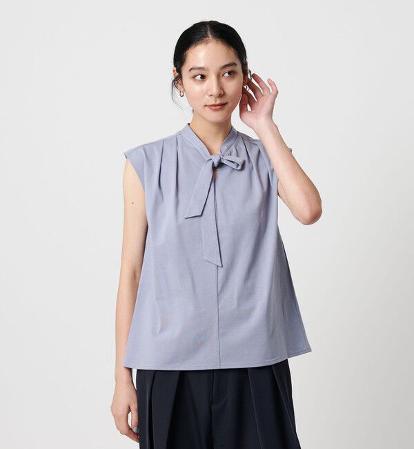 BEAUTY&YOUTH UNITED ARROWS「【WEB限定】ボウタイ スタンドカラーノースリーブTシャツ -汗染み防止-」|Tシャツ・カットソー|