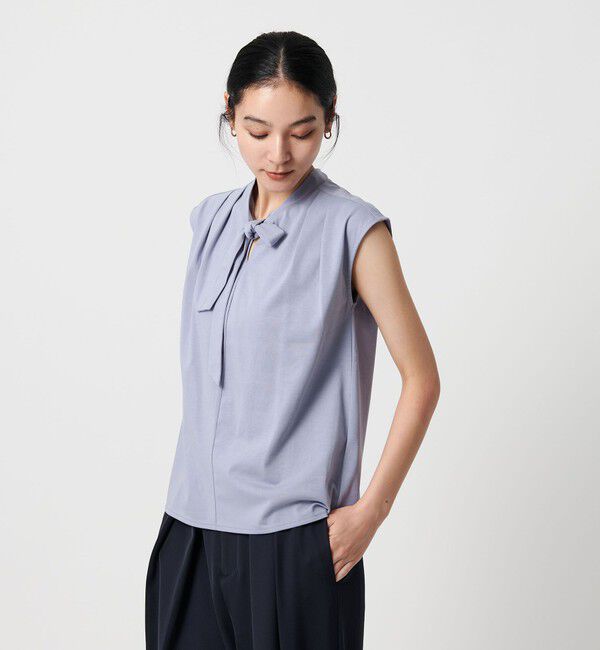 BEAUTY&YOUTH UNITED ARROWS「【WEB限定】ボウタイ スタンドカラーノースリーブTシャツ -汗染み防止-」|Tシャツ・カットソー|