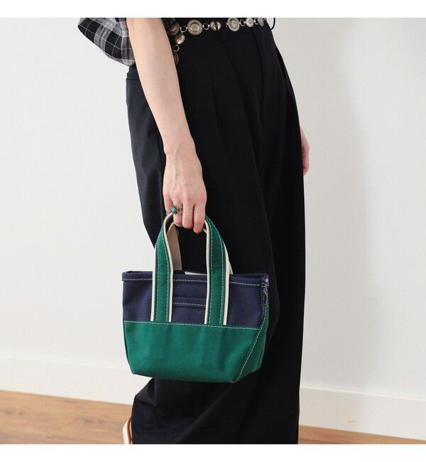 BEAMSBOY「L.L.Bean &times; BEAMS PLUS ＆ BEAMS BOY / Deep Bottom Deluxe Boat and Tote Mini」|トートバッグ|NAVY/GREEN