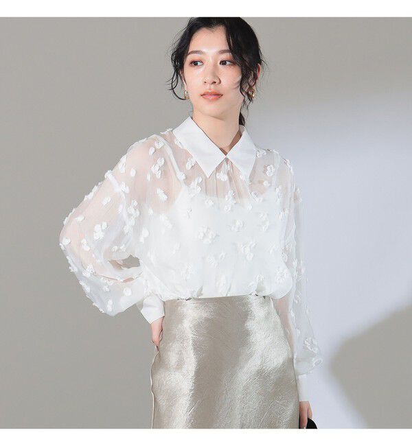 Demi-Luxe BEAMS 「シアーカット ジャガード ブラウス」|シャツ・ブラウス|