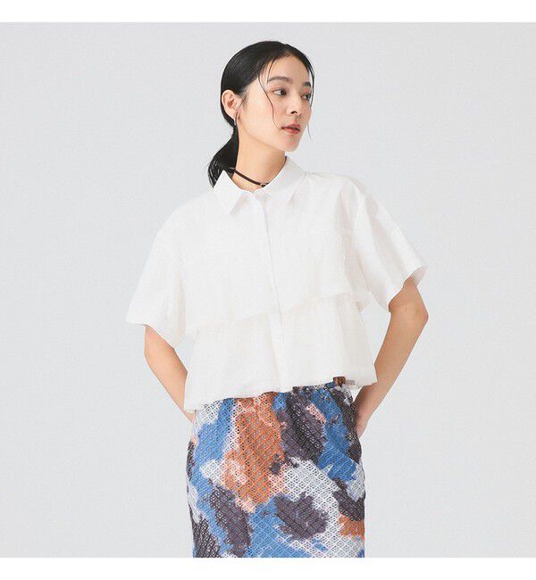 Ray BEAMS 「シアー ティアード クロップド シャツ」|シャツ・ブラウス|OFF_WHITE