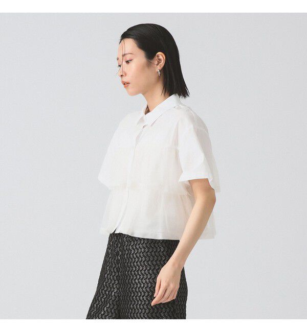 Ray BEAMS 「シアー ティアード クロップド シャツ」|シャツ・ブラウス|