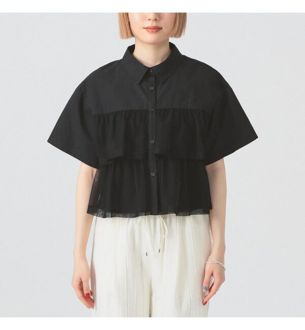 Ray BEAMS 「シアー ティアード クロップド シャツ」|シャツ・ブラウス|