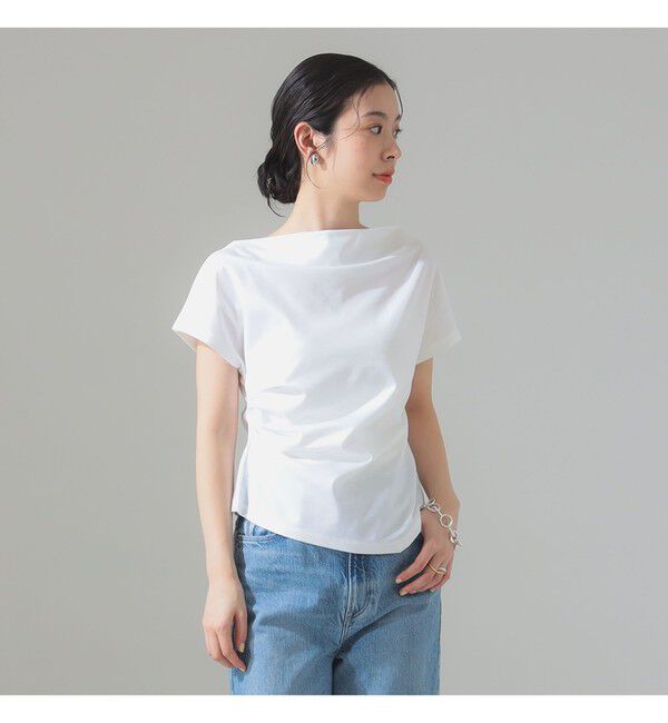 Demi-Luxe BEAMS 「アシンメトリーヘム ハーフスリーブ プルオーバー」|Tシャツ・カットソー|