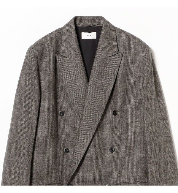 Demi-Luxe BEAMS 「ATON / ウール リネン チェック 6ボタンジャケット」|ダッフルコート|