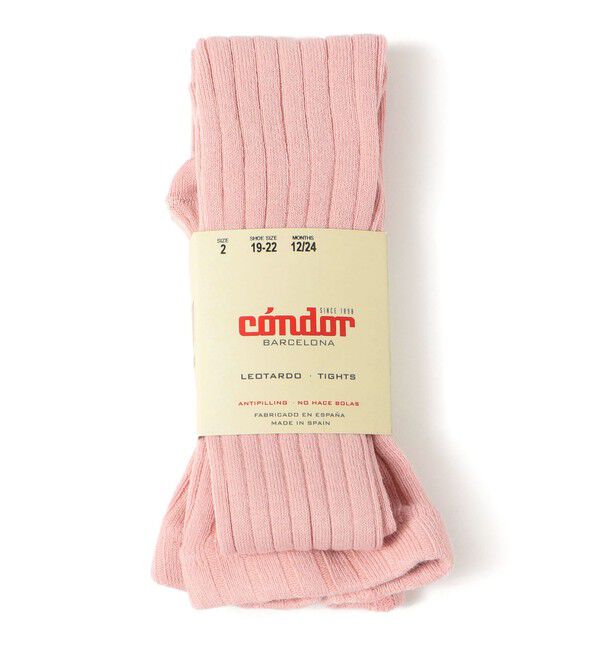 SHIPS KIDS「condor:80～90cm / ワイドリブ ベーシック タイツ」|タイツ・ストッキング|ピンク