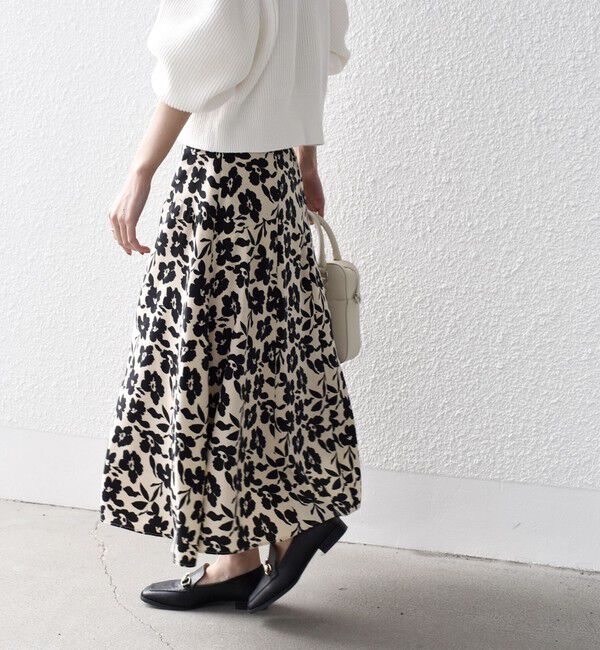 SHIPS for women「*〈手洗い可能〉ドット / 花柄 切替 セミフレア スカート ◇」|スカート|