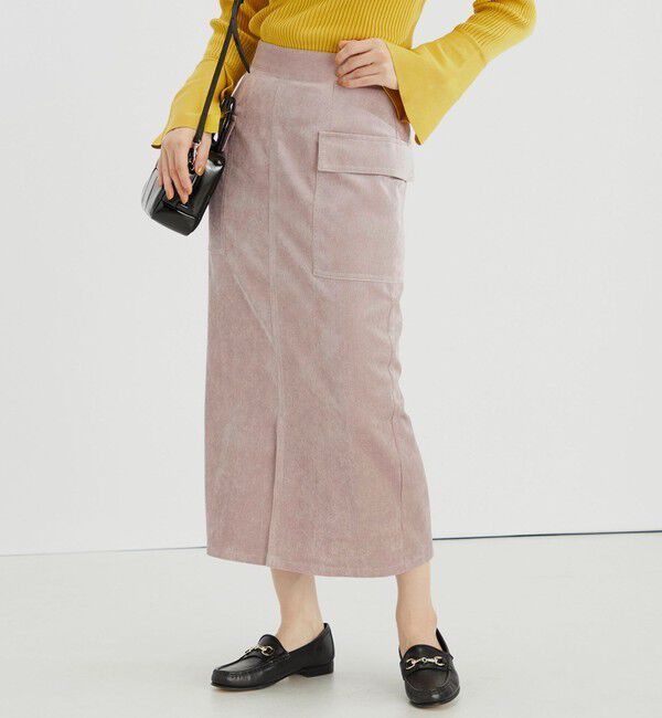 SHIPS for women「〈手洗い可能〉ストレッチ混 細 コーデュロイ ポケット スカート ◇」|スカート|ライトグレー