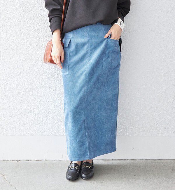 SHIPS for women「〈手洗い可能〉ストレッチ混 細 コーデュロイ ポケット スカート ◇」|スカート|