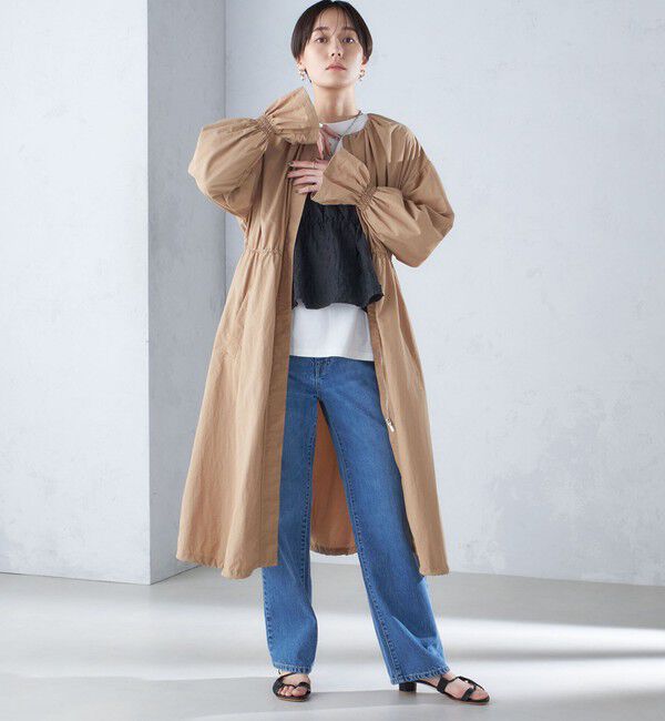 SHIPS for women「〈撥水加工/手洗い可能〉裾 ドロスト ノーカラー ロング コート 24SS ◇」|ノーカラーコート|