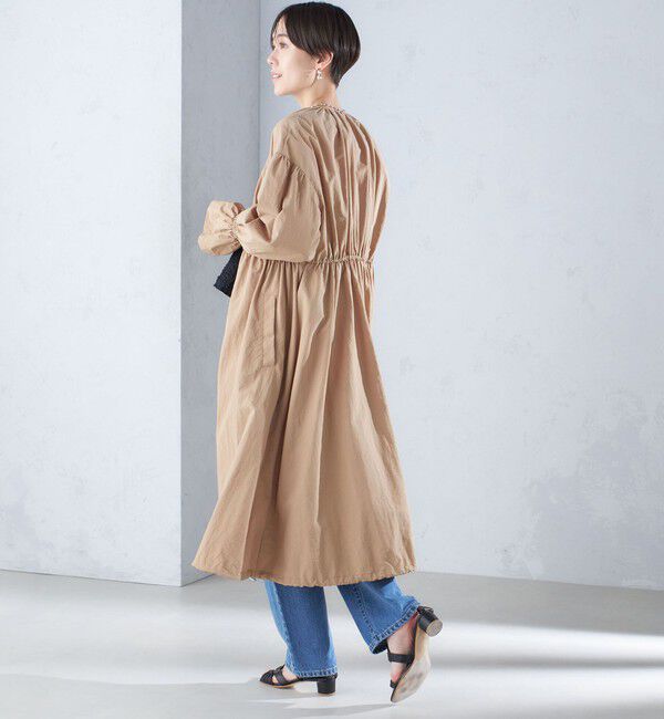 SHIPS for women「〈撥水加工/手洗い可能〉裾 ドロスト ノーカラー ロング コート 24SS ◇」|ノーカラーコート|