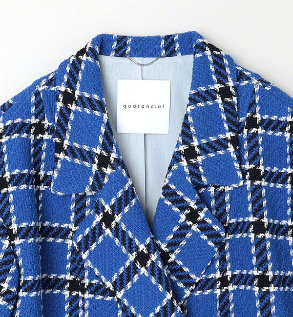 quaranciel「quaranciel: ブルー ツイード チェック テーラード ジャケット（セットアップ対応）」|テーラードジャケット|