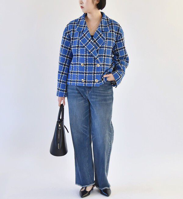quaranciel「quaranciel: ブルー ツイード チェック テーラード ジャケット（セットアップ対応）」|テーラードジャケット|