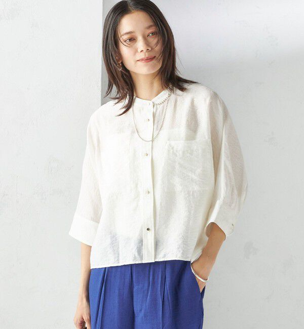 SHIPS for women「〈手洗い可能〉シルク混 シアー 羽織 シャツ」|シャツ・ブラウス|