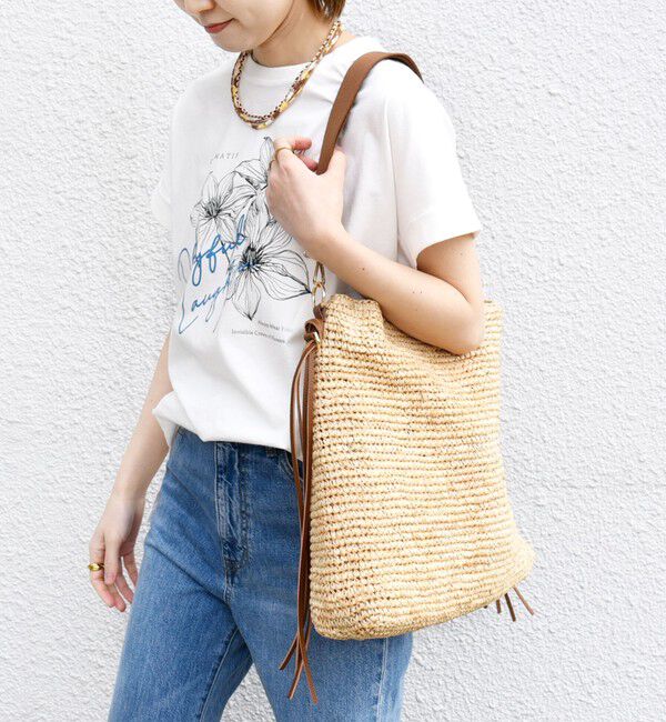 SHIPS for women「【WEB限定】〈手洗い可能〉フラワー 箔 プリント ロゴ TEE」|Tシャツ・カットソー|