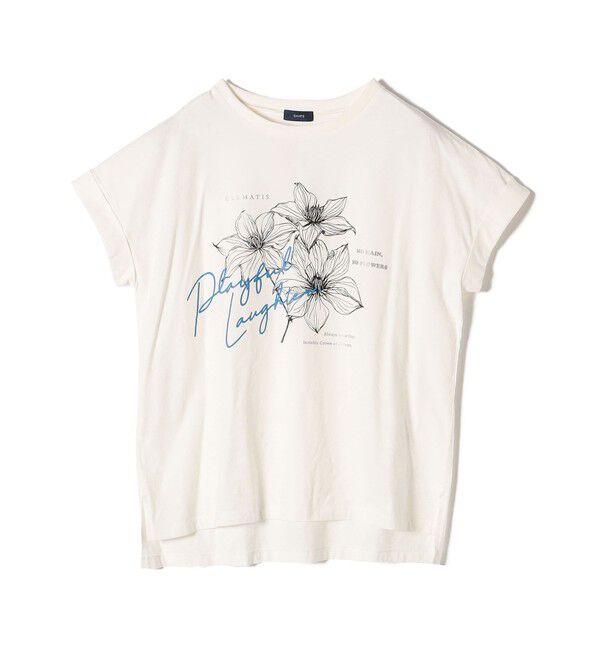 SHIPS for women「【WEB限定】〈手洗い可能〉フラワー 箔 プリント ロゴ TEE」|Tシャツ・カットソー|
