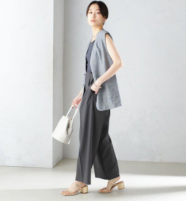 SHIPS for women「〈手洗い可能〉コットン リネン ノーカラー ジレ」|ベスト・ジレ|