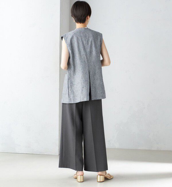 SHIPS for women「〈手洗い可能〉コットン リネン ノーカラー ジレ」|ベスト・ジレ|