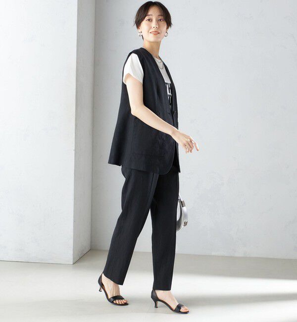 SHIPS for women「〈手洗い可能〉コットン リネン ノーカラー ジレ」|ベスト・ジレ|