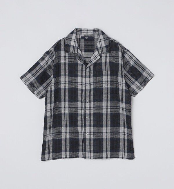 SHIPS Colors 「SHIPS Colors:〈洗濯機可能〉カラミ チェック オープンカラー シアーシャツ」|シャツ・ブラウス|ネイビー