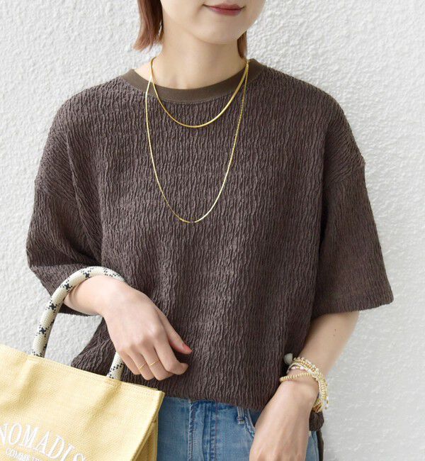 SHIPS for women「〈手洗い可能〉ランダム ブルーゼ ショート スリーブ プルオーバー」|Tシャツ・カットソー|