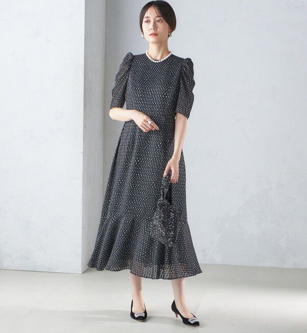 SHIPS for women「troisiemeCHACO:カット ジャカード ワンピース（セレモニー対応可）」|ワンピース|