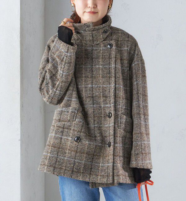 SHIPS for women「スライバー チェック ショート Pコート」|その他|