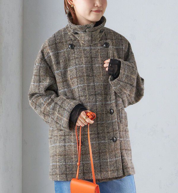 SHIPS for women「スライバー チェック ショート Pコート」|その他|