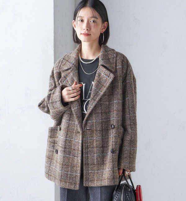 SHIPS for women「スライバー チェック ショート Pコート」|その他|