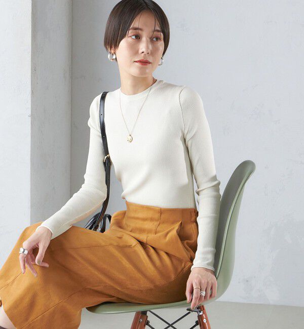 SHIPS for women「〈手洗い可能〉レーヨン ポリ リブ クルーネック プルオーバー」|ニット・セーター|