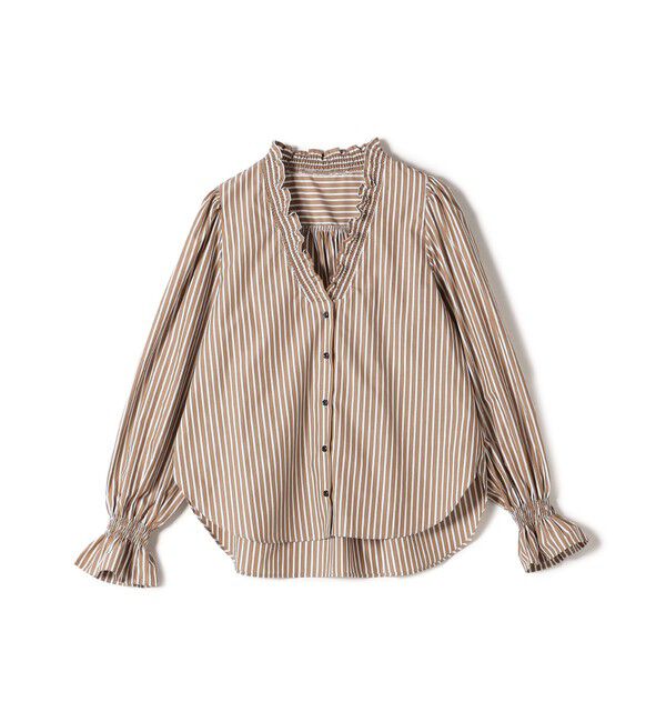 SHIPS for women「【WEB限定】〈手洗い可能〉 シャーリング Vネック 長袖 ブラウス」|シャツ・ブラウス|