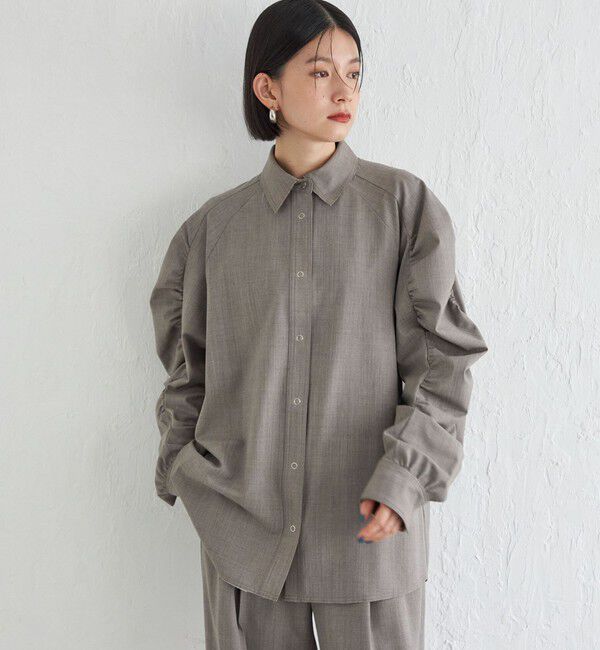 SHIPS for women「Wai＋:〈手洗い可能〉ウール混 ギャザー シャツ」|シャツ・ブラウス|