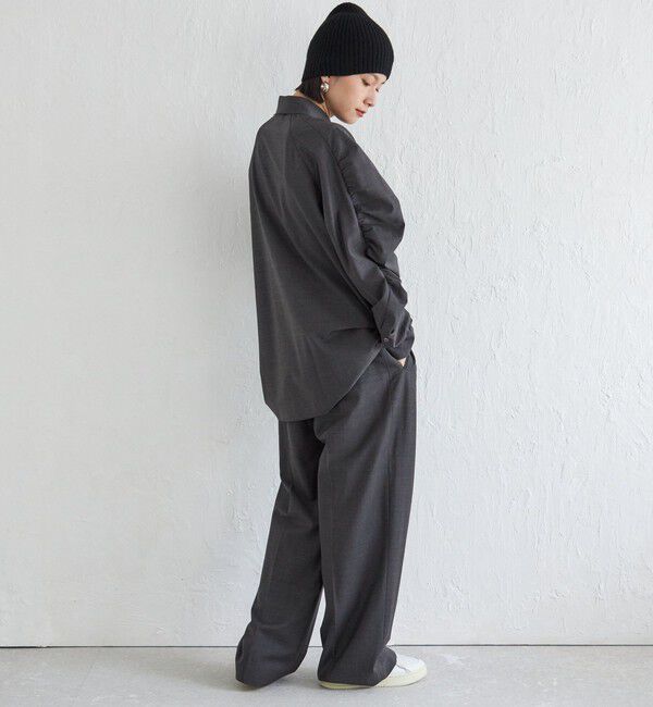 SHIPS for women「Wai＋:〈手洗い可能〉ウール混 ギャザー シャツ」|シャツ・ブラウス|