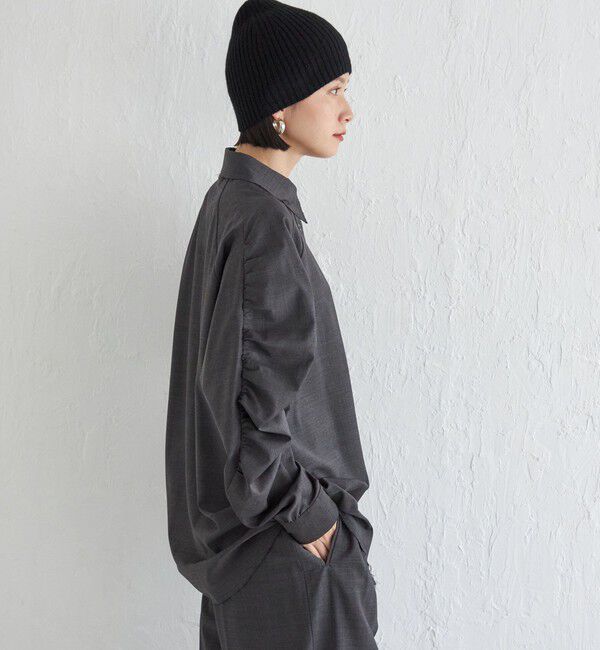 SHIPS for women「Wai＋:〈手洗い可能〉ウール混 ギャザー シャツ」|シャツ・ブラウス|