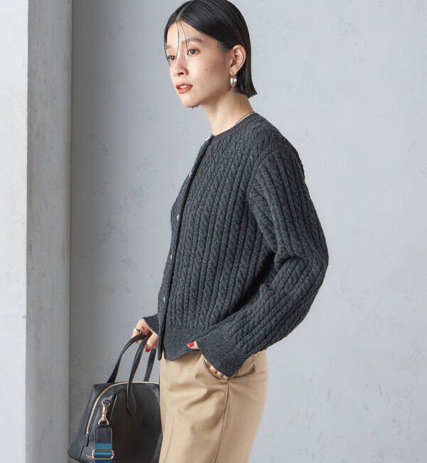SHIPS for women「〈手洗い可能〉ビジュー ボタン ケーブル カーディガン」|カーディガン|