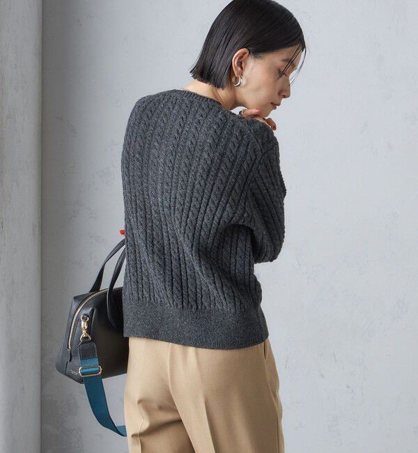 SHIPS for women「〈手洗い可能〉ビジュー ボタン ケーブル カーディガン」|カーディガン|