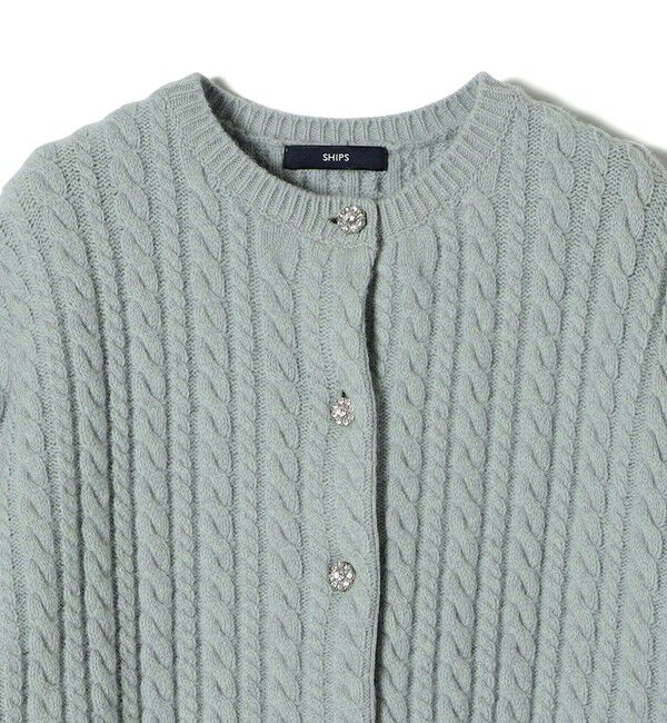 SHIPS for women「〈手洗い可能〉ビジュー ボタン ケーブル カーディガン」|カーディガン|